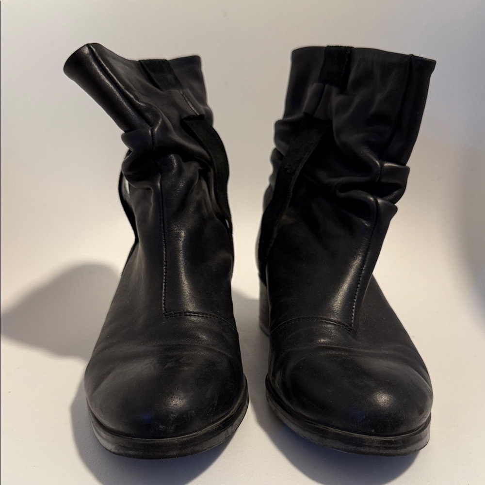Badura black leather ankle boots with a low block heel Fleece lined EU37/US6.5